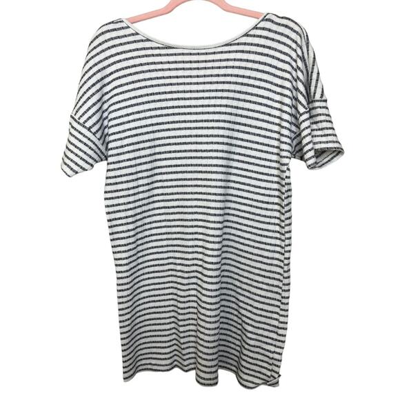Zara Woman basic gray white stripe knit tunic scoop vneck back small - Picture 2 of 3